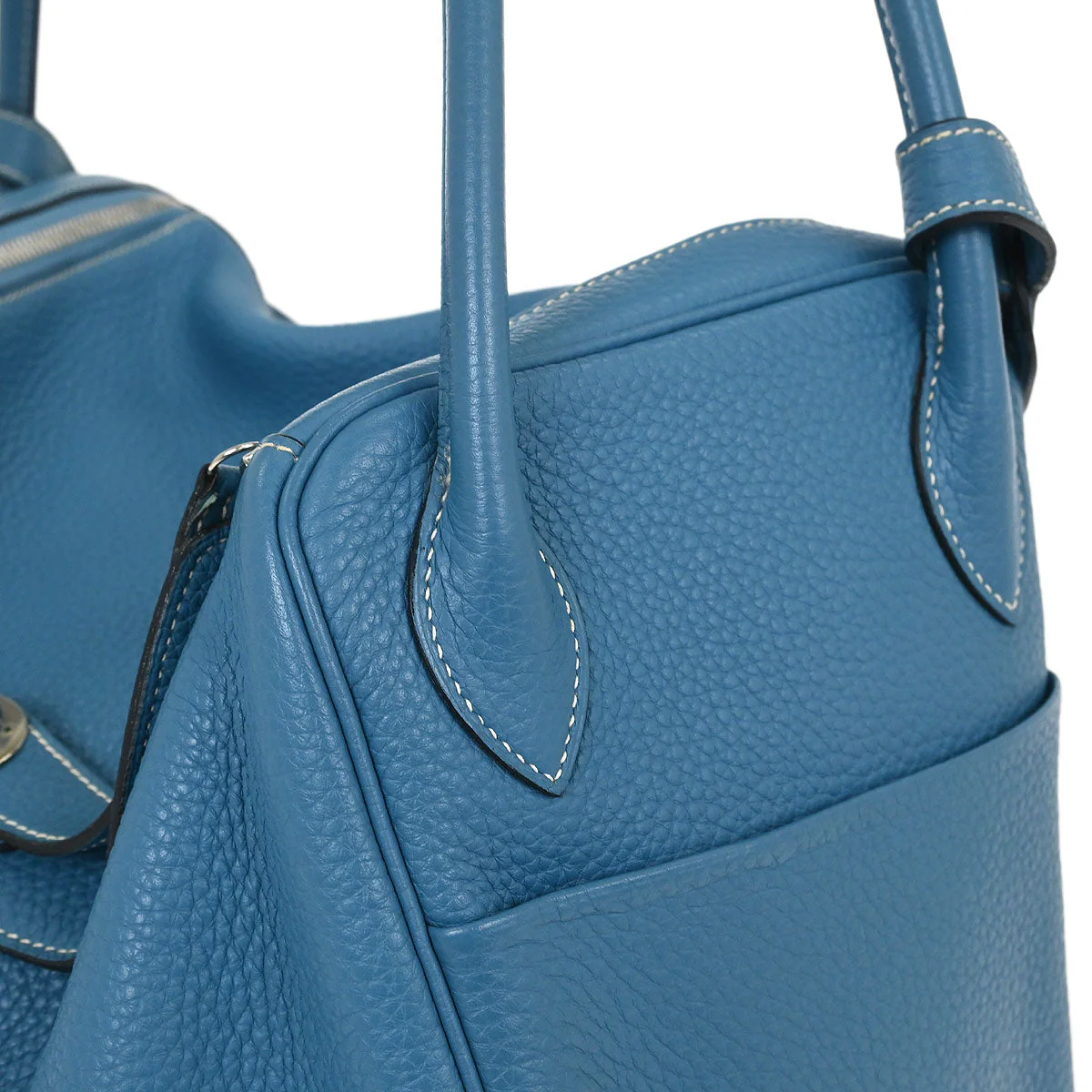 Hermes Blue Jean Taurillon Clemence Lindy 34 Shoulder Bag - Image 4