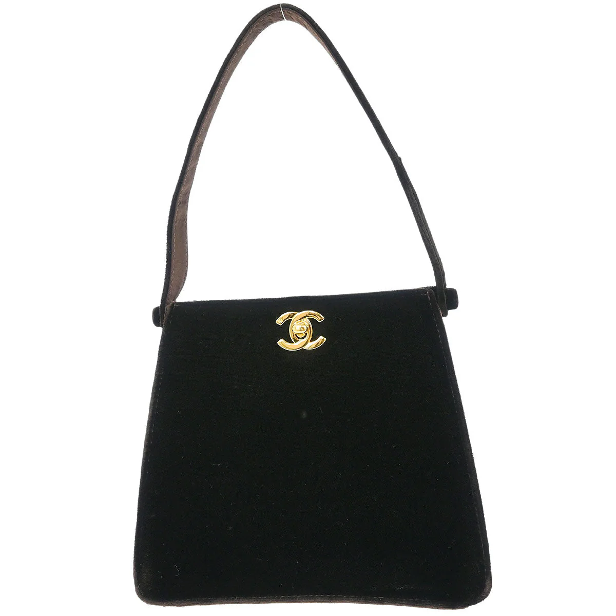 Chanel 1997-1999 Dark Brown Velvet Double Sided Turnlock Handbag - Image 2
