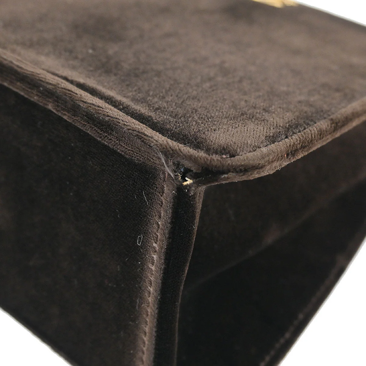 Chanel 1997-1999 Dark Brown Velvet Double Sided Turnlock Handbag - Image 3