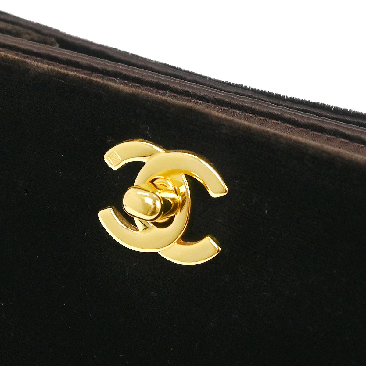 Chanel 1997-1999 Dark Brown Velvet Double Sided Turnlock Handbag - Image 5