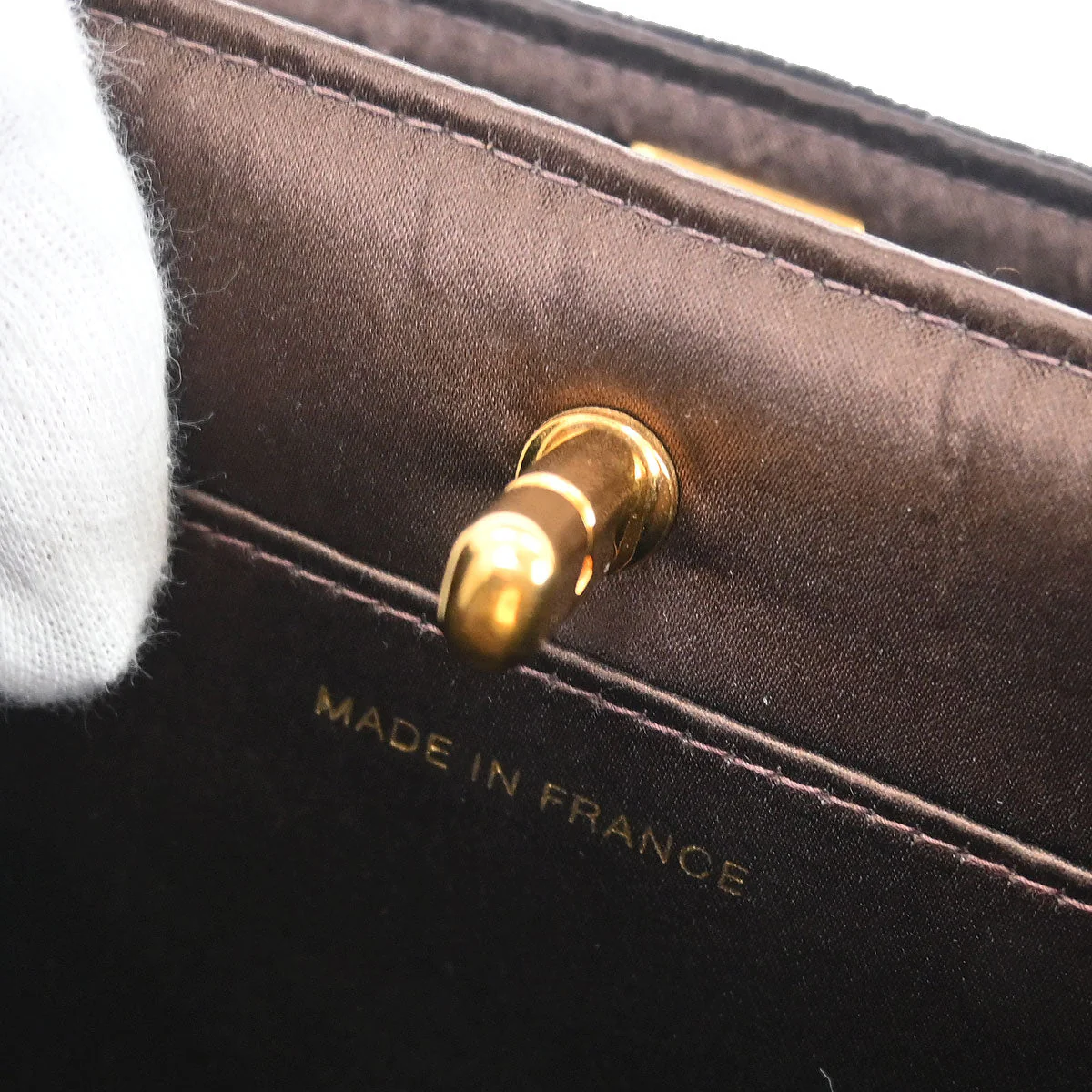 Chanel 1997-1999 Dark Brown Velvet Double Sided Turnlock Handbag - Image 9