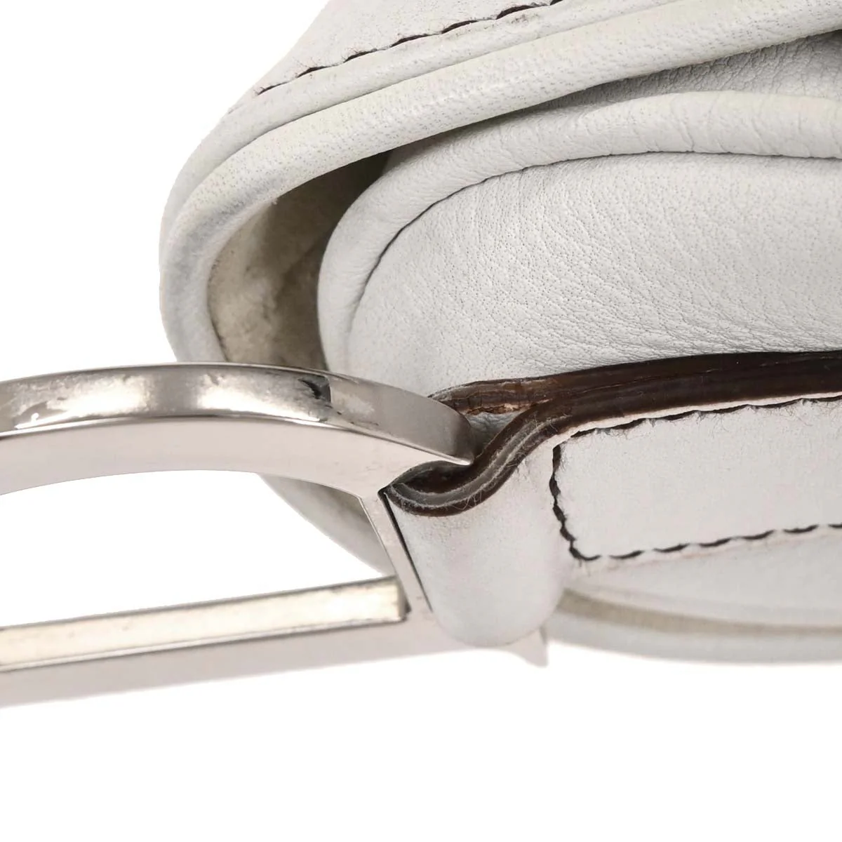 Christian Dior 2002 White Leather Saddle Handbag - Image 5
