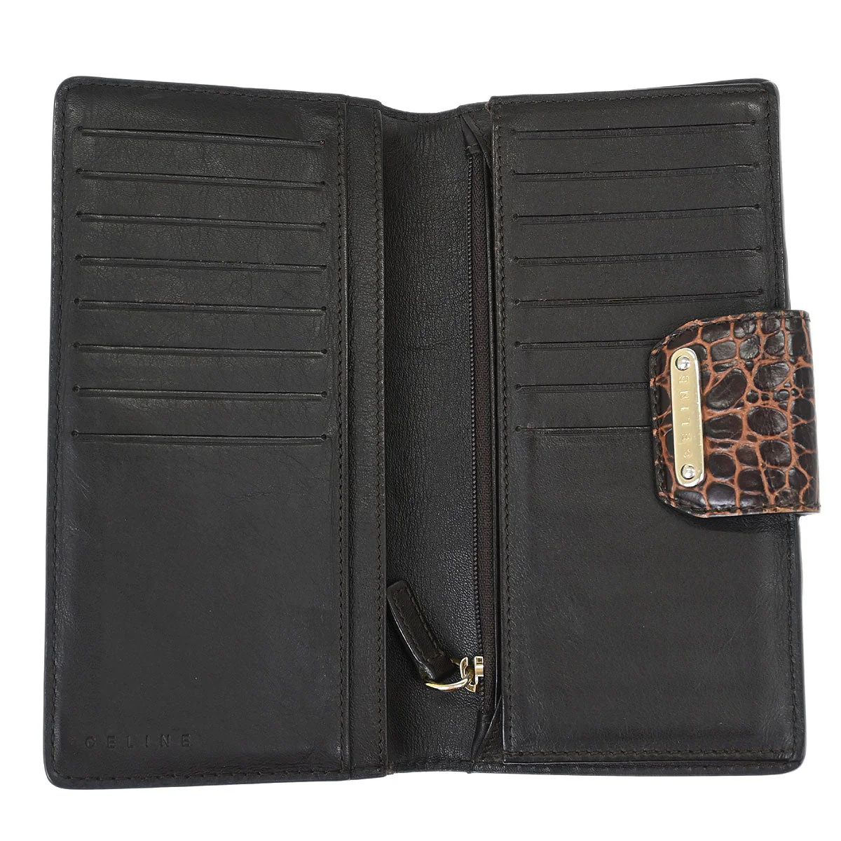 Celine * Brown Leather Canvas Macadam Wallet - Image 4