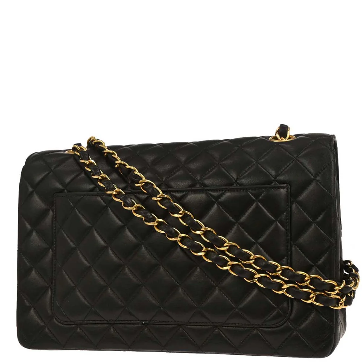 Chanel 1994-1996 Black Lambskin Paris Single Flap Chain Shoulder Bag - Image 2