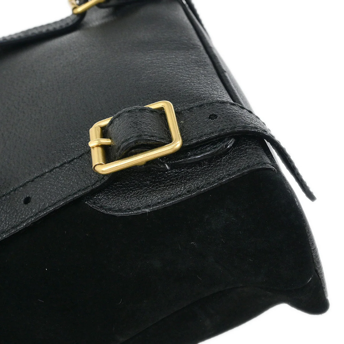 Gucci Black Suede Bamboo Backpack - Image 4