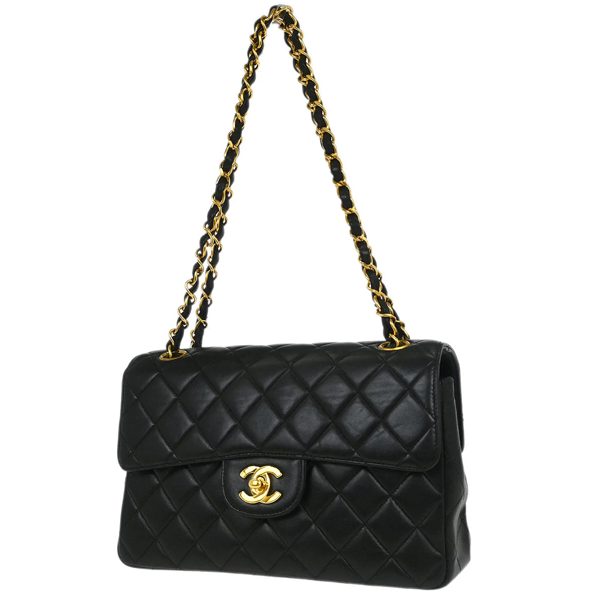 Chanel 1996-1997 Black Lambskin Double Sided Flap Shoulder Bag - Image 2