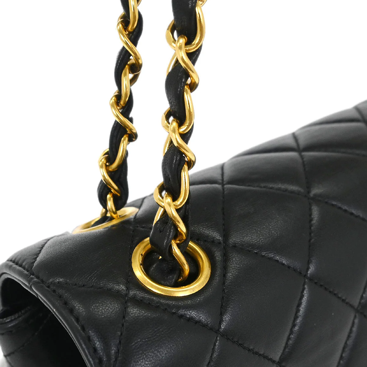 Chanel 1996-1997 Black Lambskin Double Sided Flap Shoulder Bag - Image 3