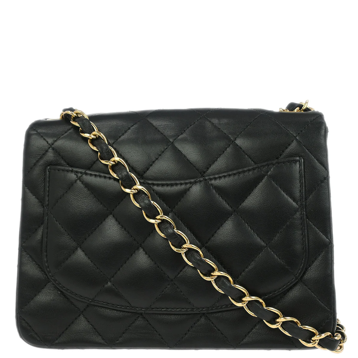 Chanel 2003-2004 Black Lambskin Mini Classic Square Flap Shoulder Bag - Image 2