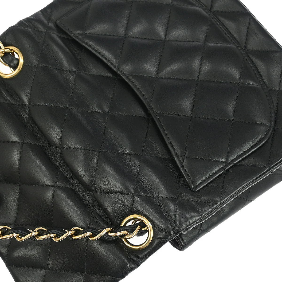 Chanel 2003-2004 Black Lambskin Mini Classic Square Flap Shoulder Bag - Image 6