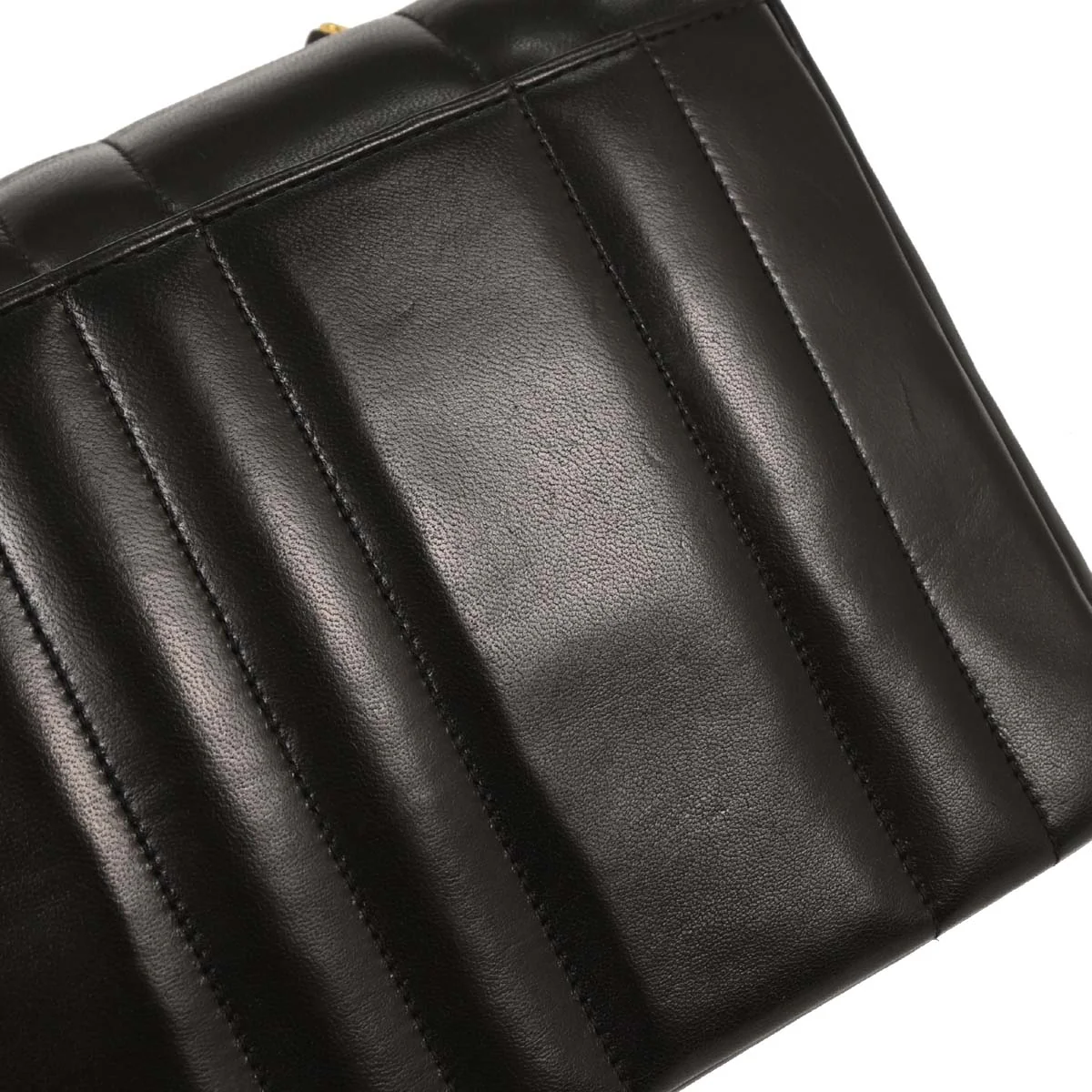 Chanel 1994-1996 Black Lambskin Mademoiselle Straight Flap Shoulder Bag - Image 4