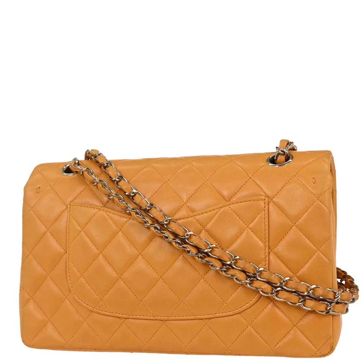 Chanel 1997-1999 Orange Lambskin Medium Classic Double Flap Shoulder Bag - Image 2