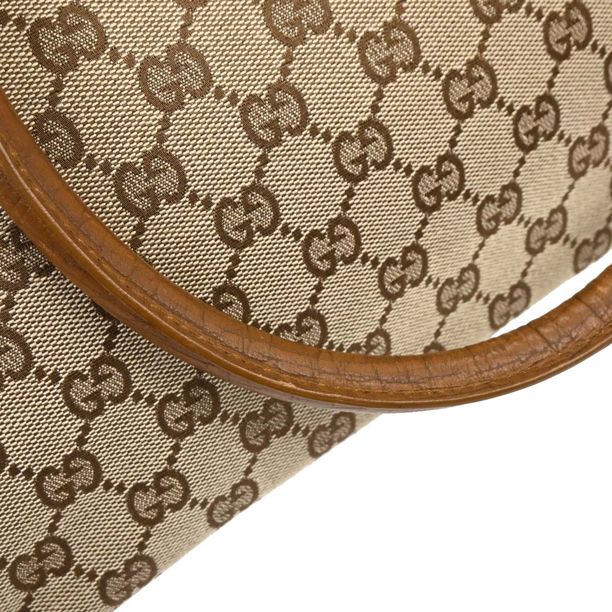 Gucci Brown Beige Bamboo GG Tote Bag - Image 5