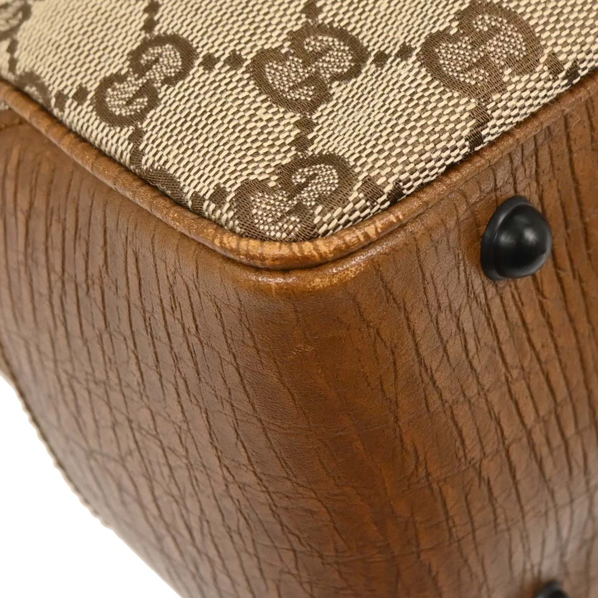 Gucci Brown Beige Bamboo GG Tote Bag - Image 6