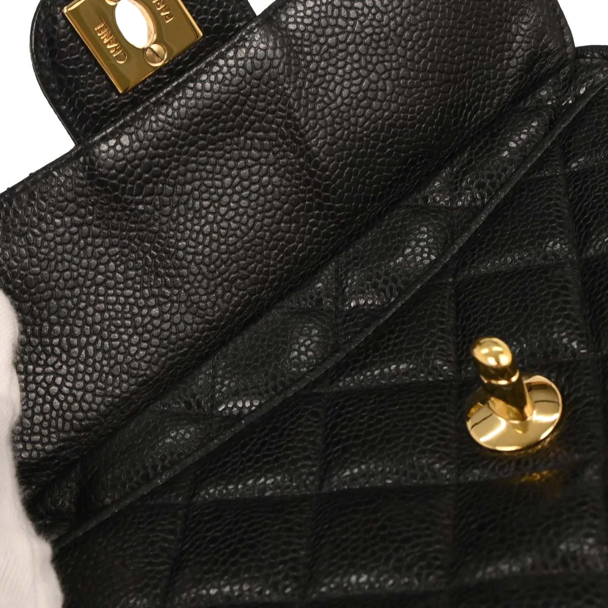 Chanel 1994-1996 Black Caviar Camera Bag Mini - Image 7
