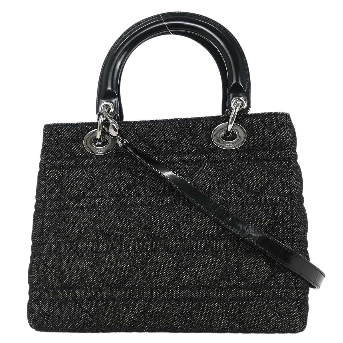 Christian Dior Black Denim Medium Lady Dior Cannage Handbag - Image 2