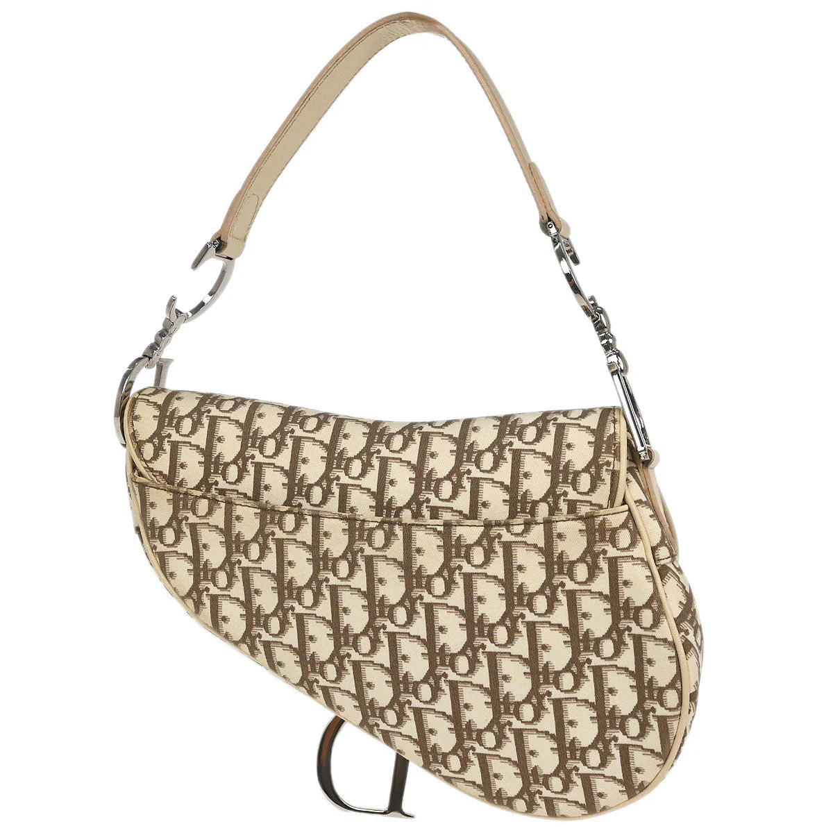Christian Dior Ivory Embroidered Trotter Saddle Handbag - Image 2