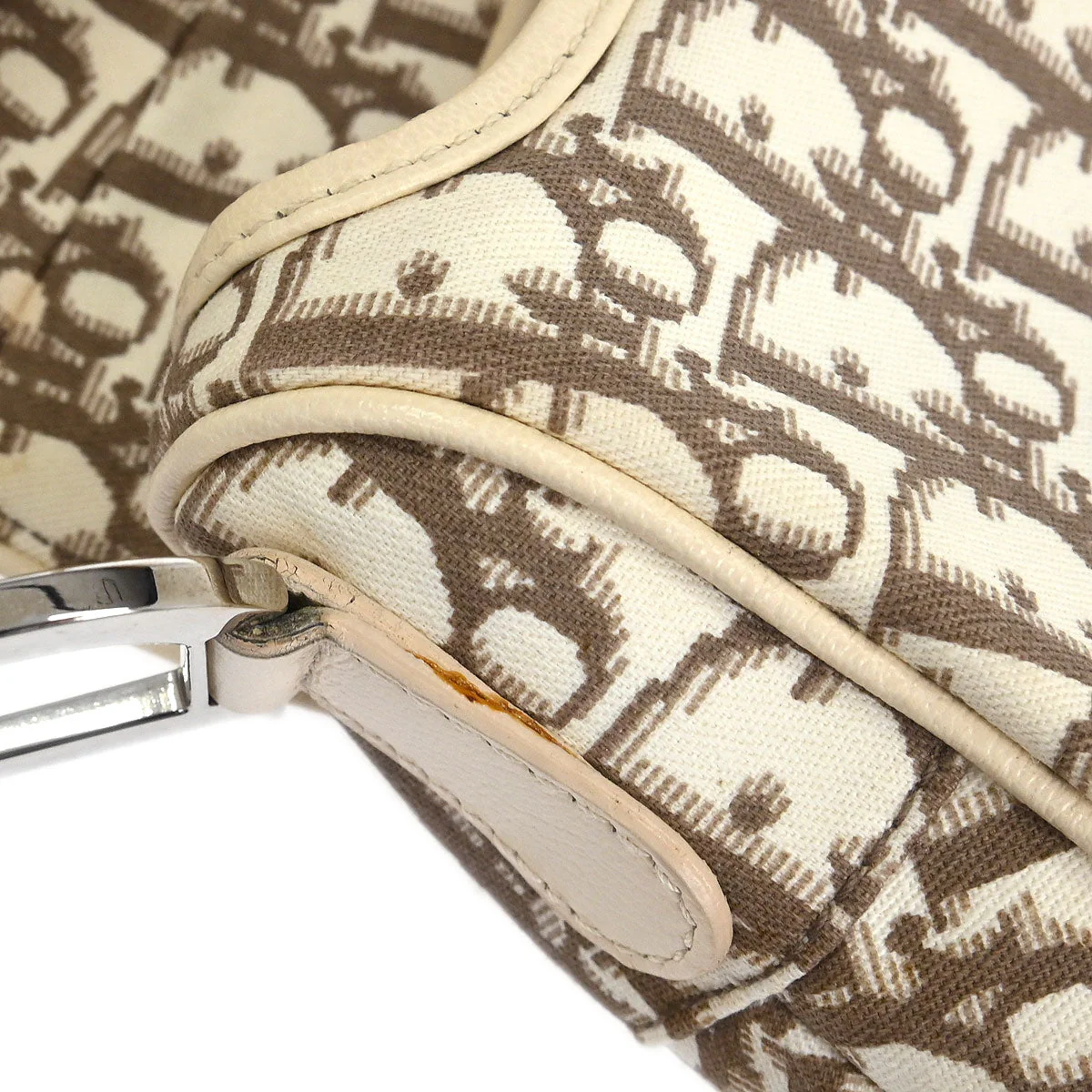 Christian Dior Ivory Embroidered Trotter Saddle Handbag - Image 3