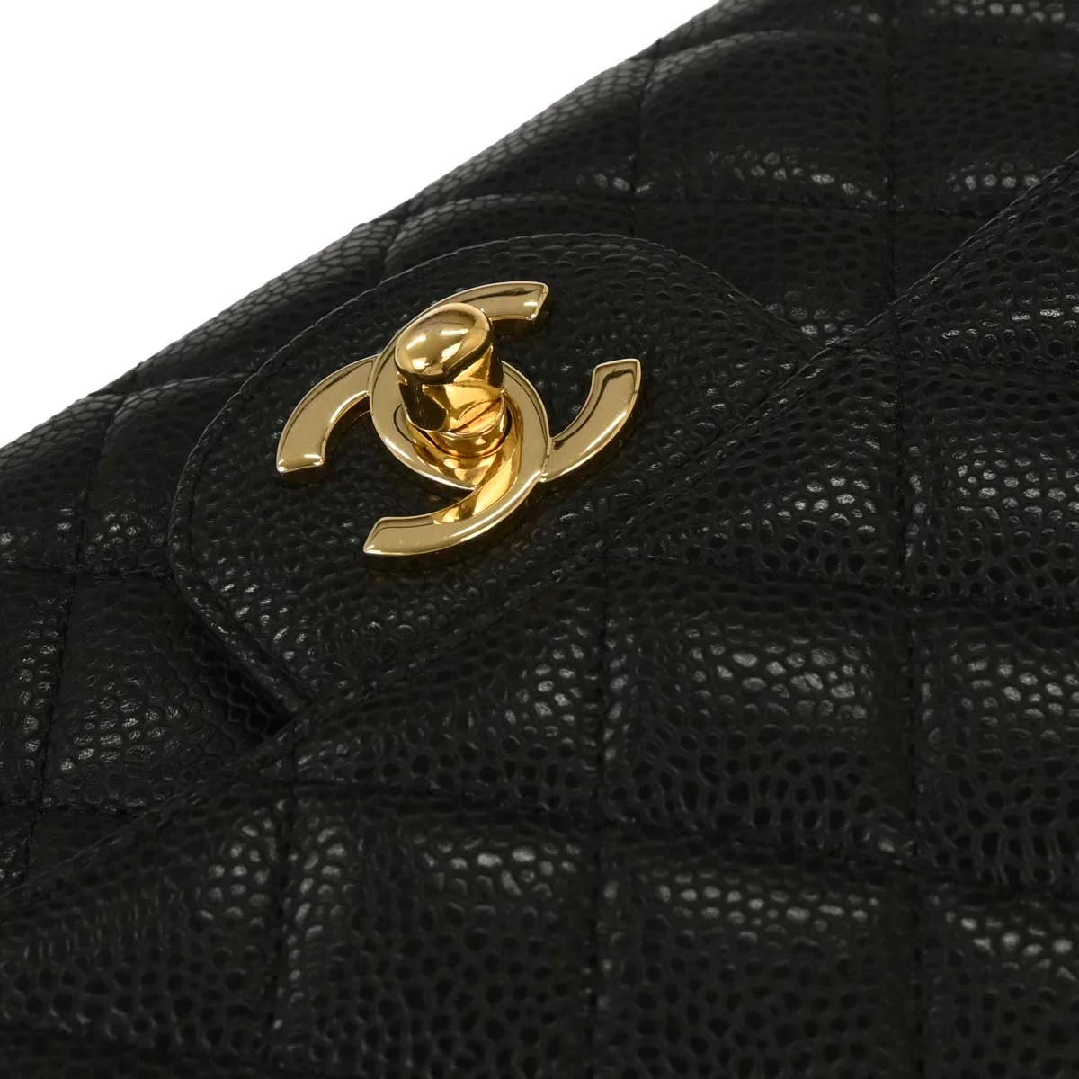 Chanel 2009-2010 Black Caviar Medium Classic Double Flap Shoulder Bag - Image 4
