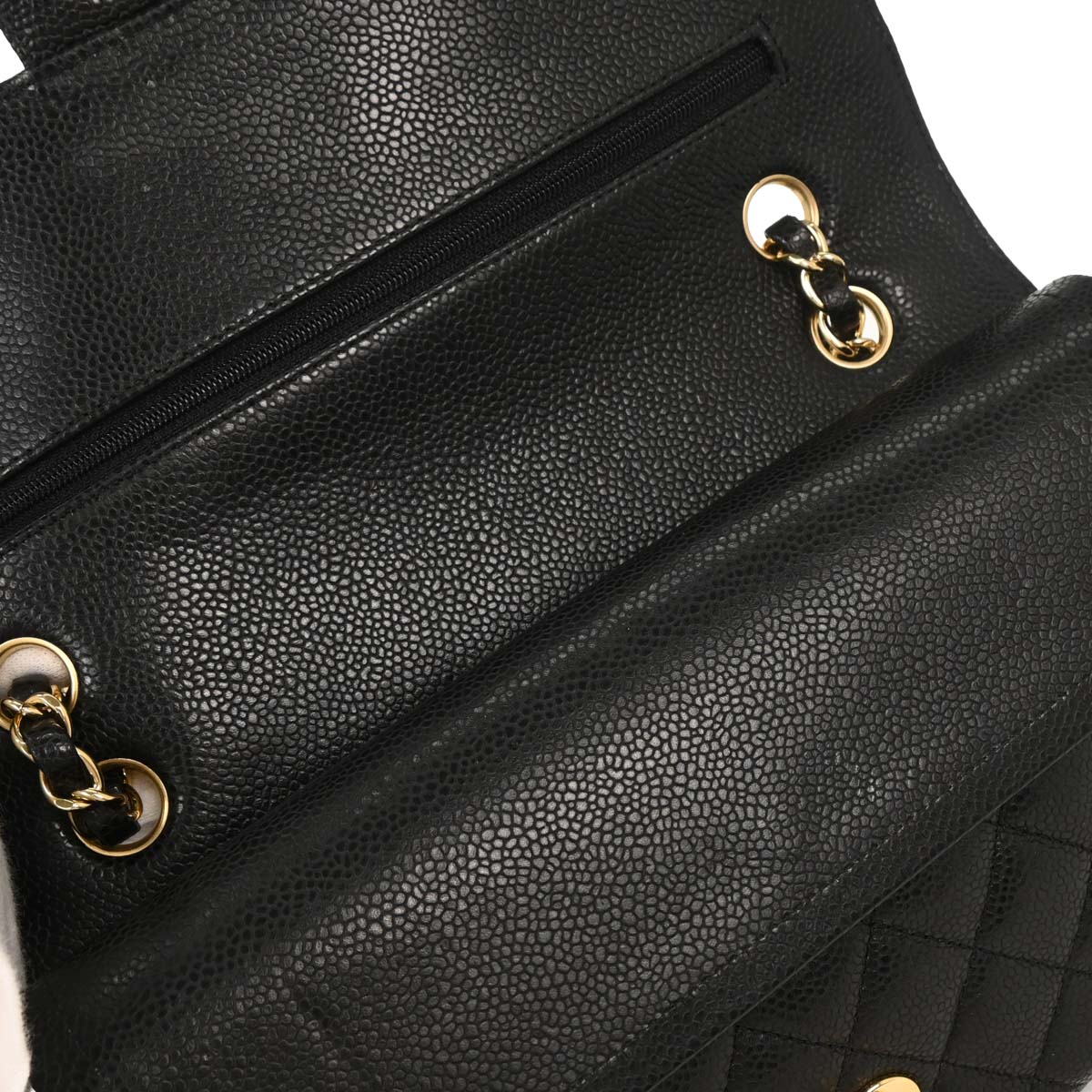 Chanel 2009-2010 Black Caviar Medium Classic Double Flap Shoulder Bag - Image 6