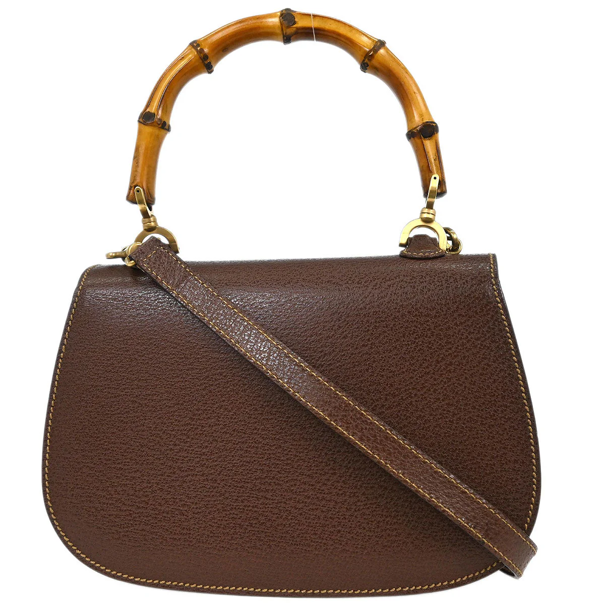 Gucci Brown Pigskin Bamboo 2way Shoulder Handbag - Image 2