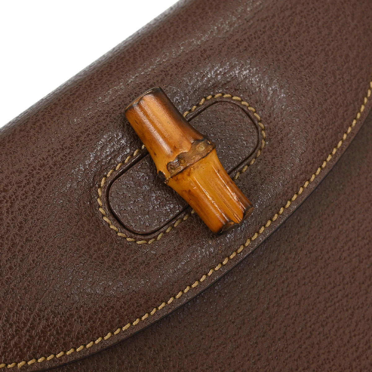 Gucci Brown Pigskin Bamboo 2way Shoulder Handbag - Image 4