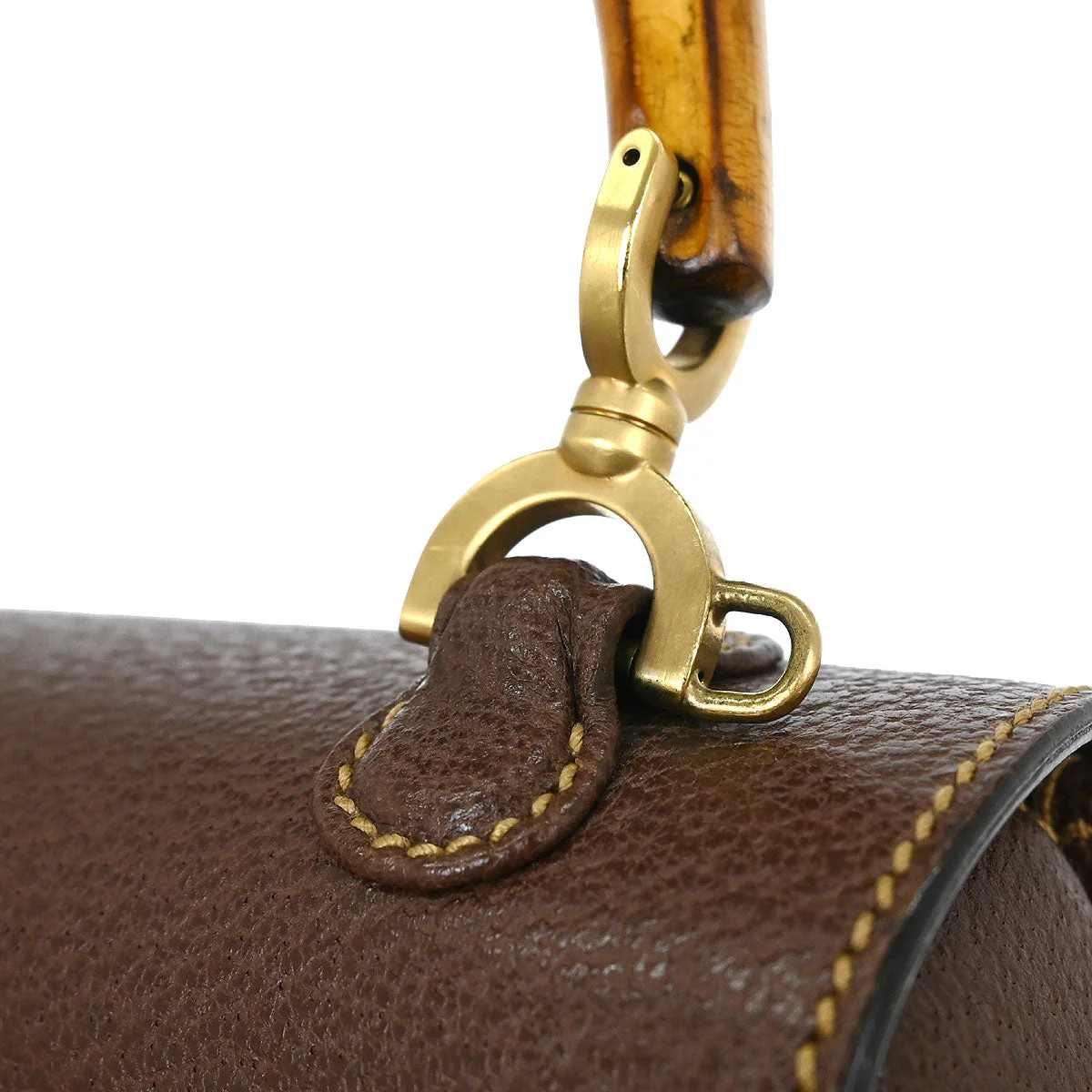 Gucci Brown Pigskin Bamboo 2way Shoulder Handbag - Image 5