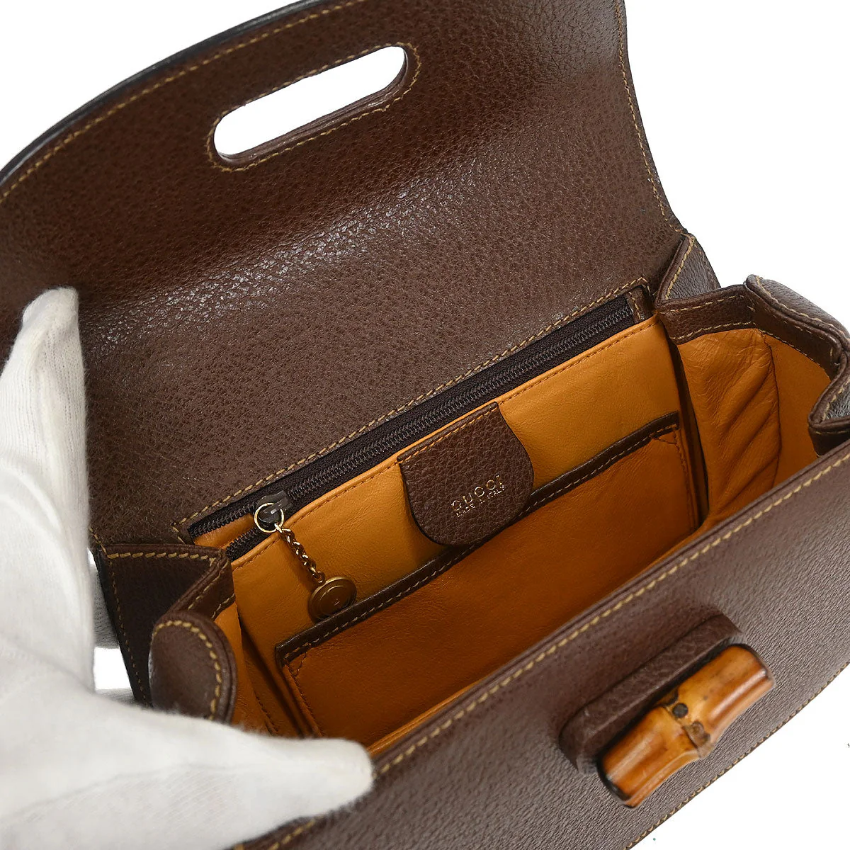 Gucci Brown Pigskin Bamboo 2way Shoulder Handbag - Image 6