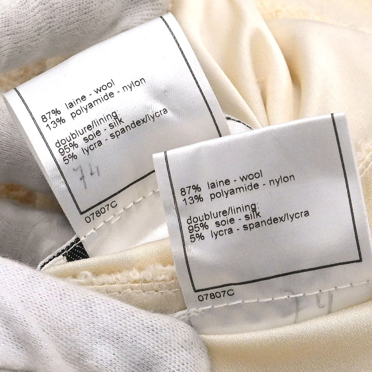 Chanel 1998 Setup Suit Jacket Skirt Tweed White #38 - Image 11