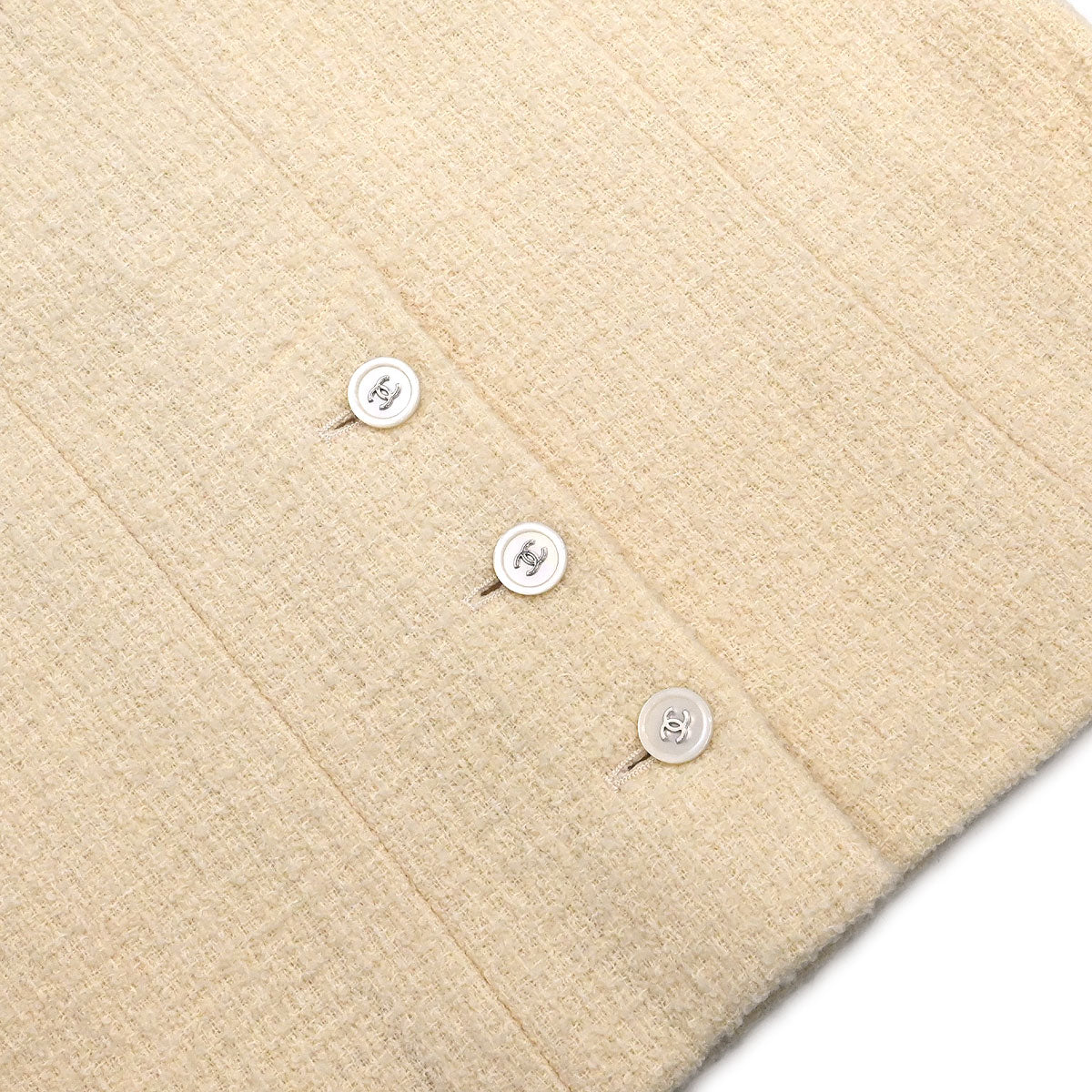 Chanel 1998 Setup Suit Jacket Skirt Tweed White #38 - Image 9
