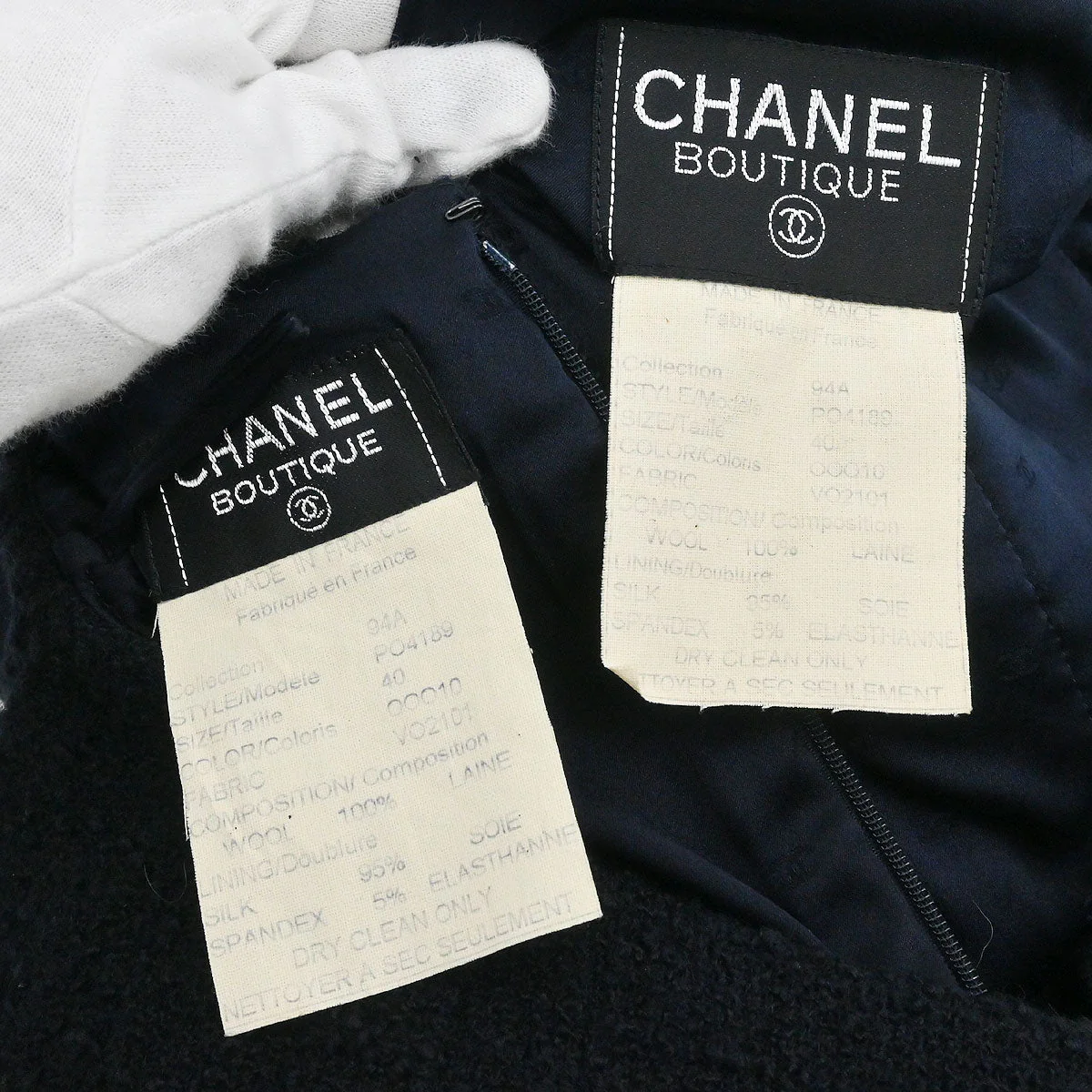 Chanel 1994 Setup Suit Jacket Skirt Dark Navy #40 - Image 10