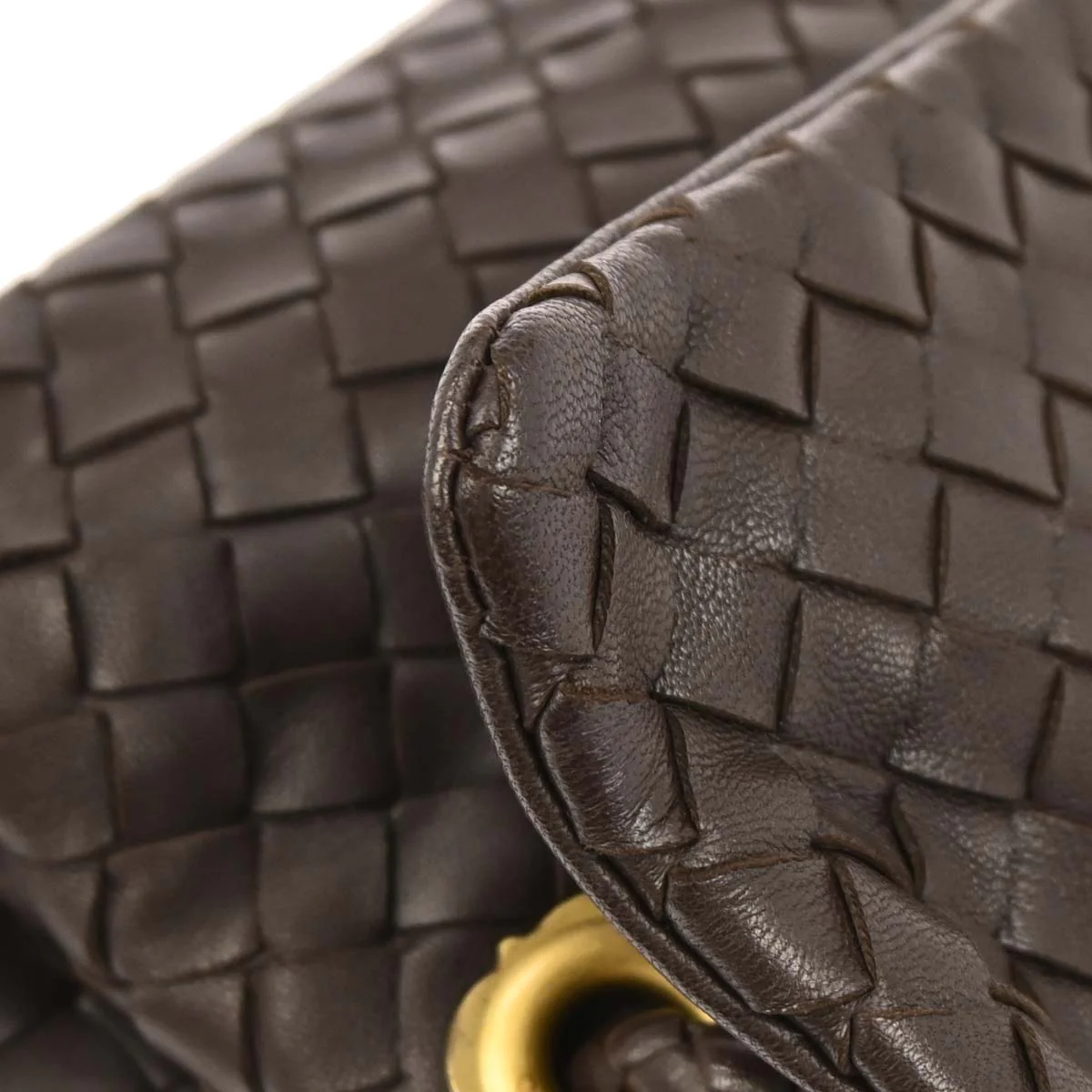 Bottega Veneta Brown Lambskin Intrecciato Handbag - Image 4