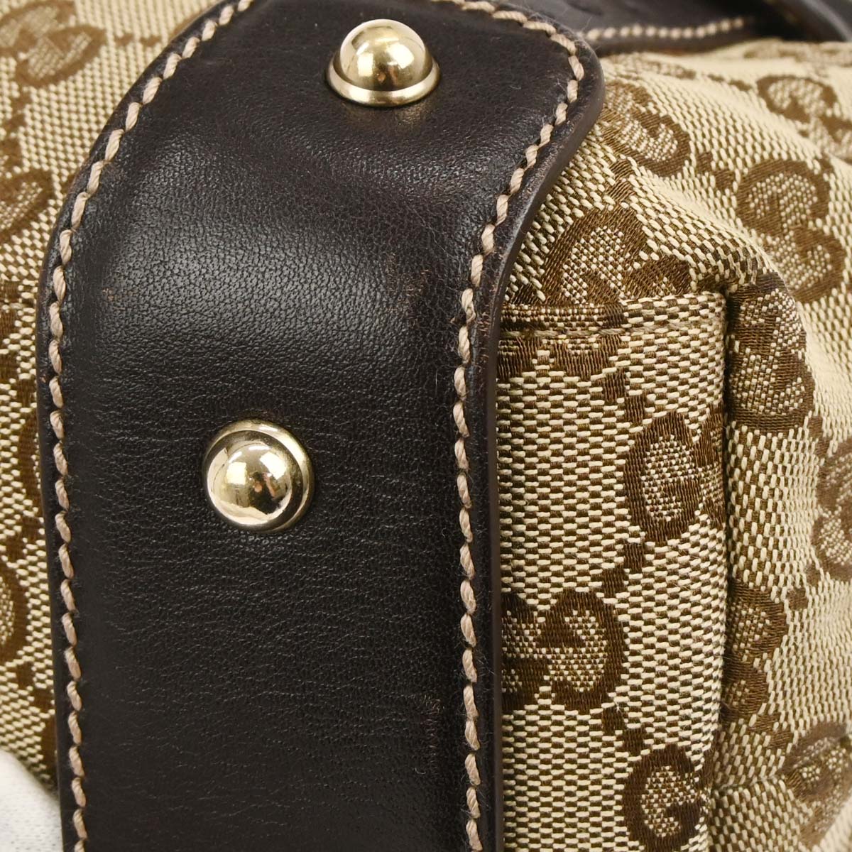 Gucci Beige Canvas GG Horsebit Handbag - Image 5