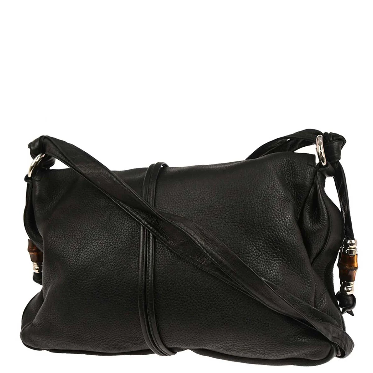Gucci Black Leather Jungle Bamboo Shoulder Bag - Image 2