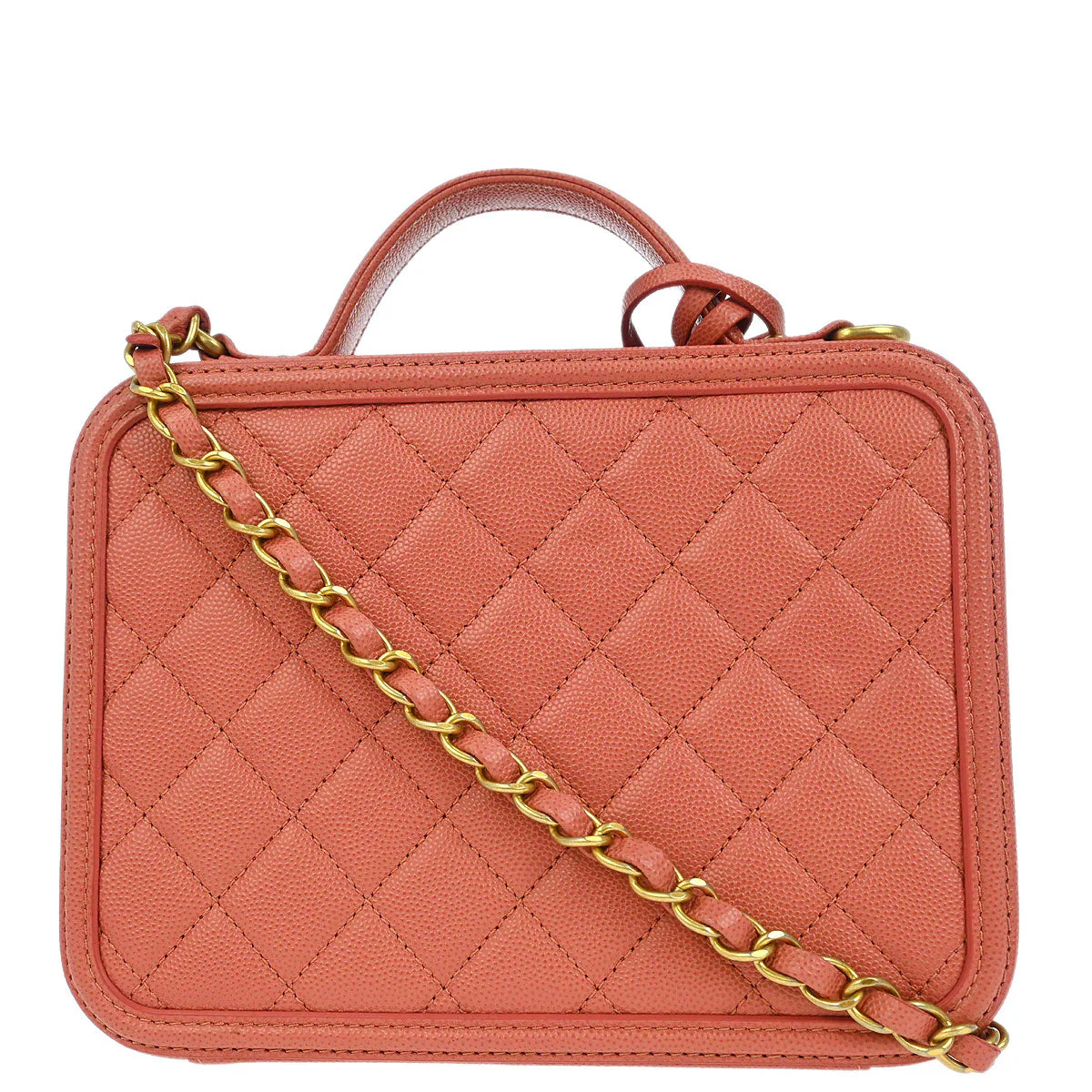 Chanel 2019 Pink Caviar CC Filigree 2way Shoulder Vanity Handbag - Image 2