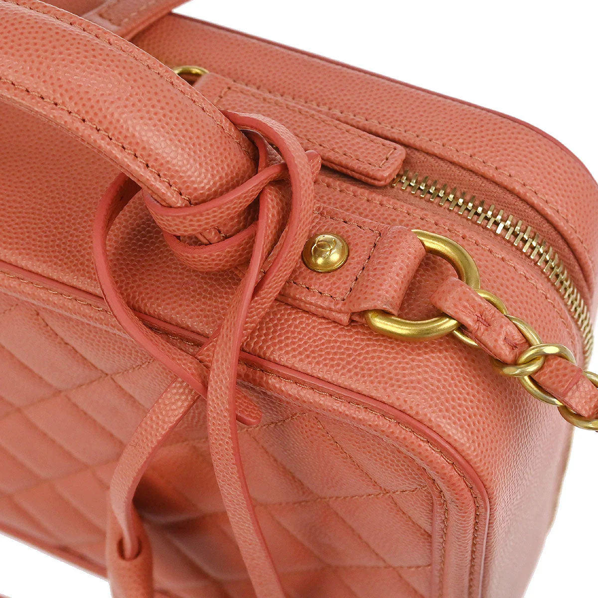 Chanel 2019 Pink Caviar CC Filigree 2way Shoulder Vanity Handbag - Image 4