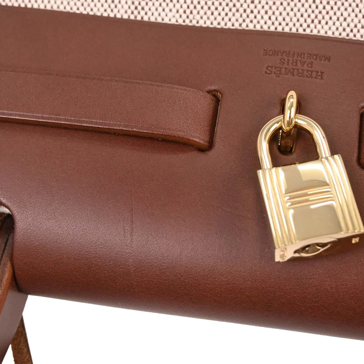 Hermes Beige Brown Toile H Officier Herbag PM 2 in 1 Handbag - Image 3