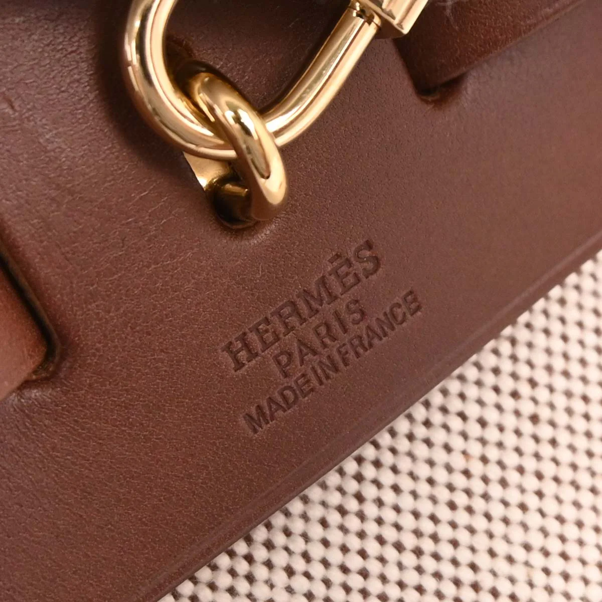 Hermes Beige Brown Toile H Officier Herbag PM 2 in 1 Handbag - Image 9