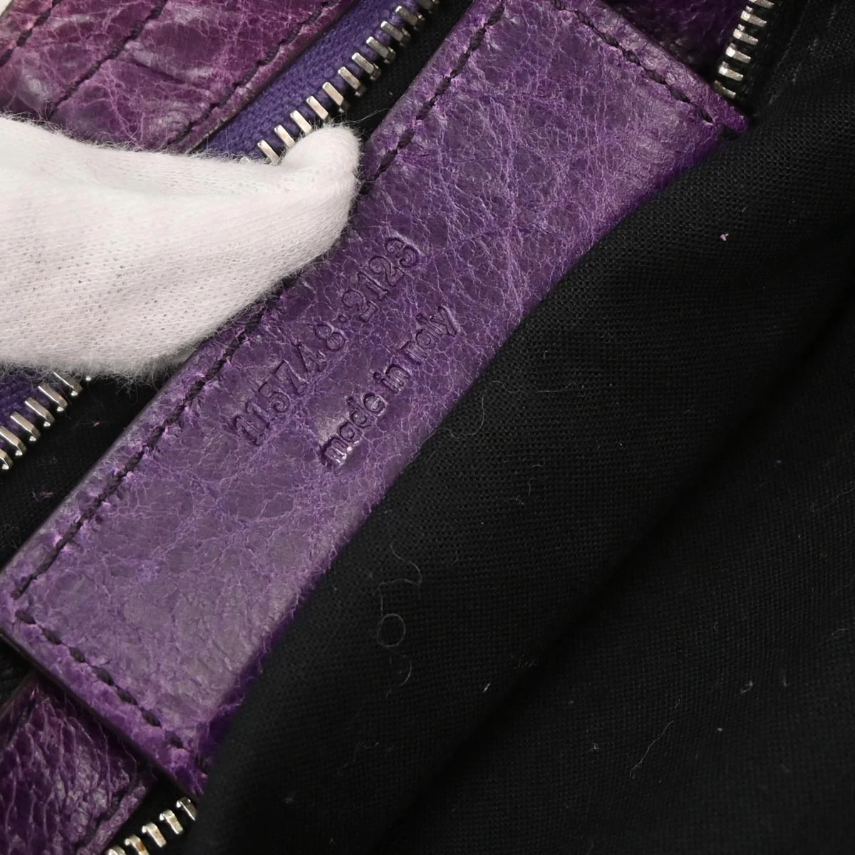 Balenciaga Navy Wool City Medium Handbag - Image 10