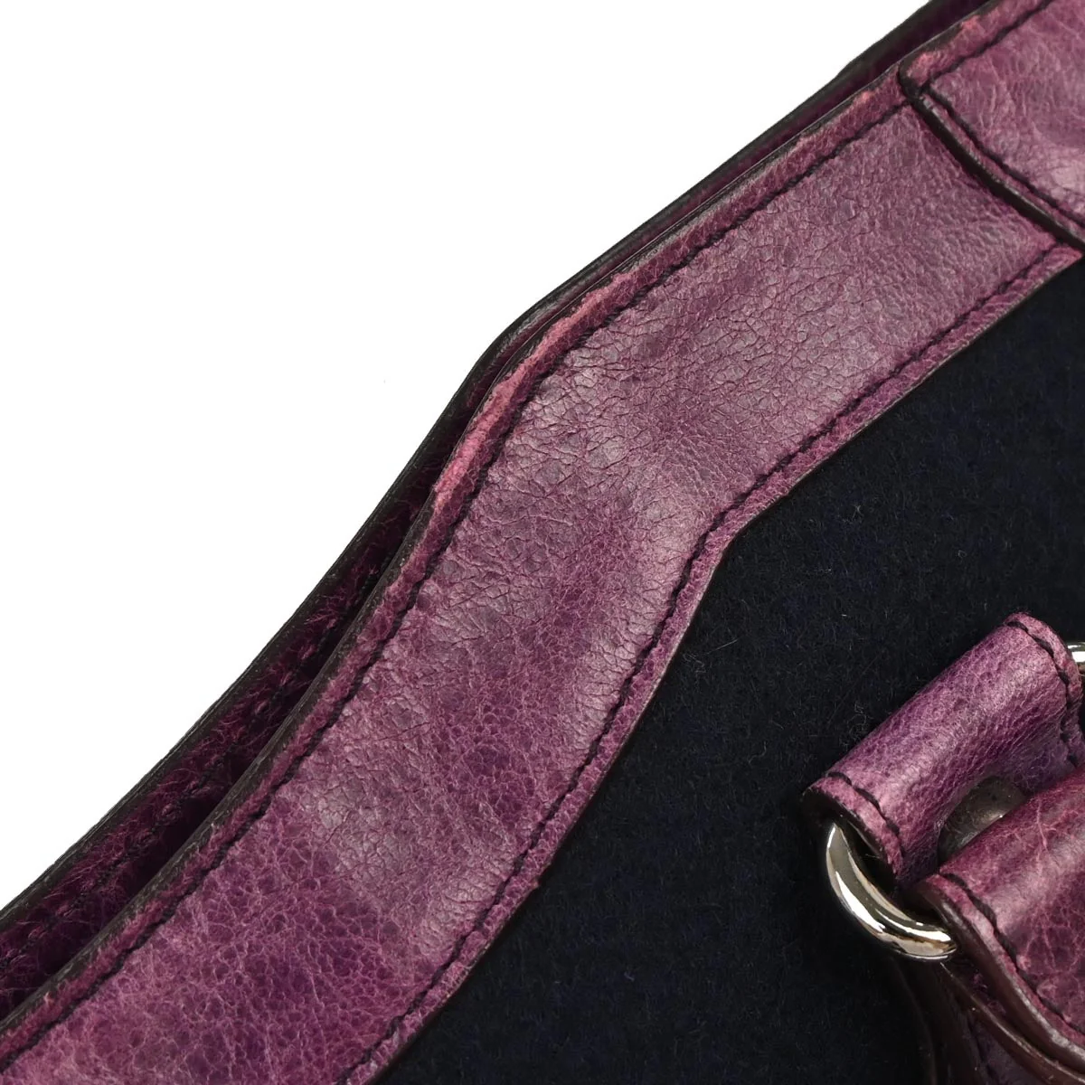 Balenciaga Navy Wool City Medium Handbag - Image 8
