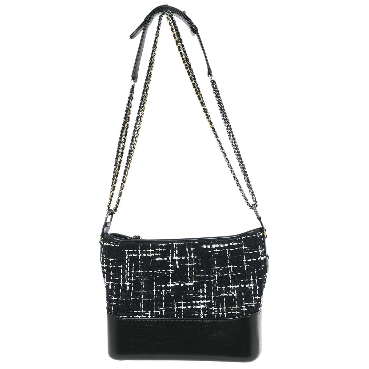 Chanel 2018-2019 Black Tweed Calfskin Large Gabrielle Shoulder Bag - Image 2
