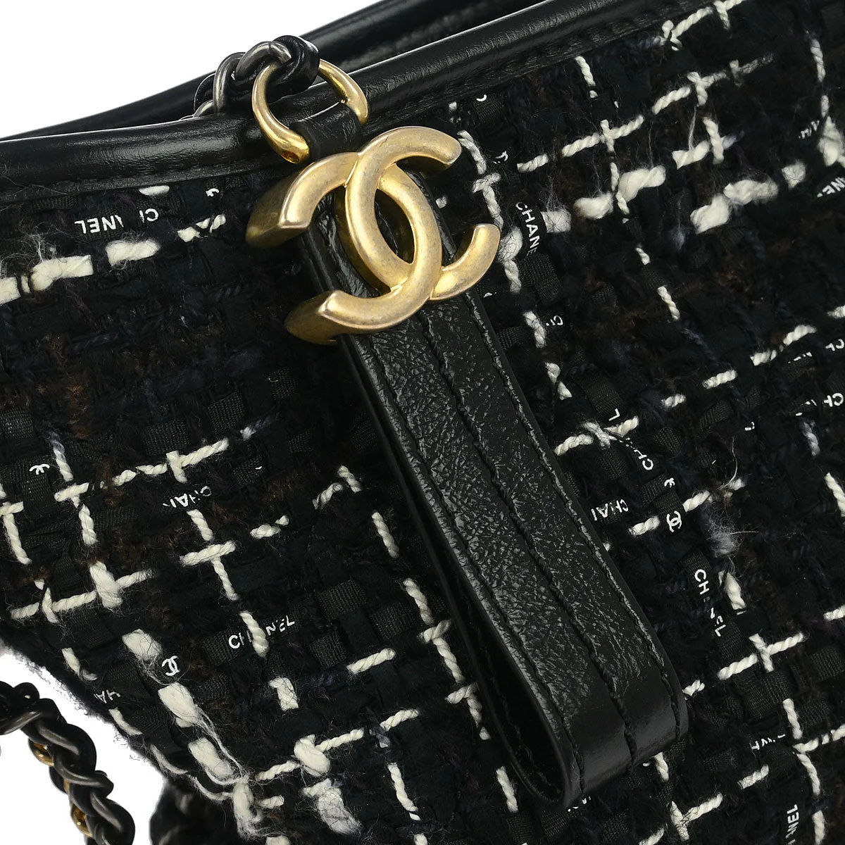 Chanel 2018-2019 Black Tweed Calfskin Large Gabrielle Shoulder Bag - Image 5