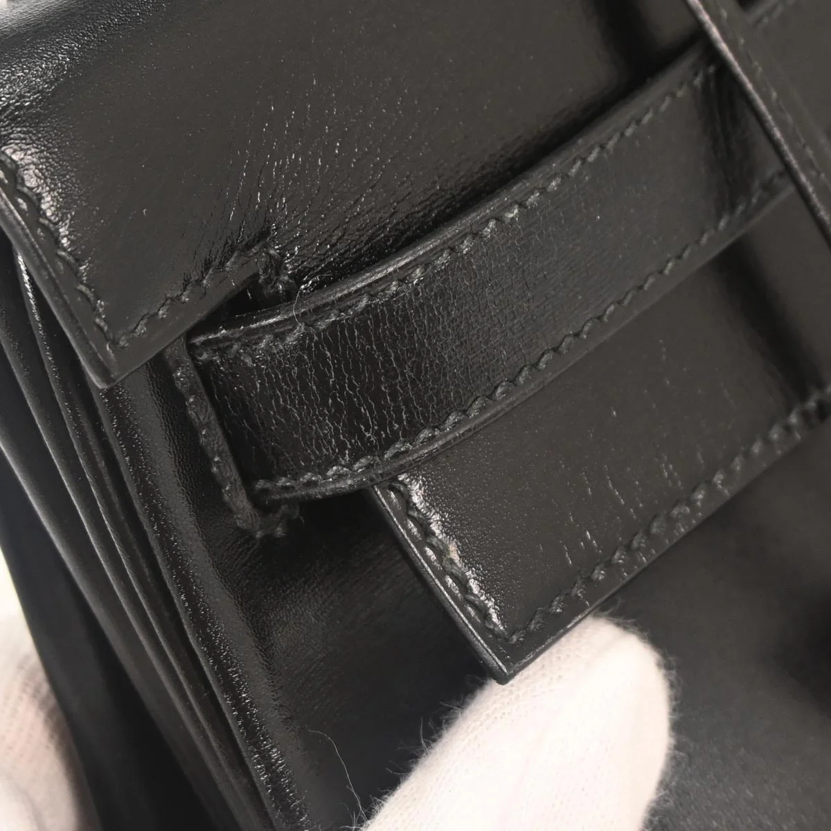 Hermes Black Box Calf Kelly 32 Retourne Handbag - Image 3