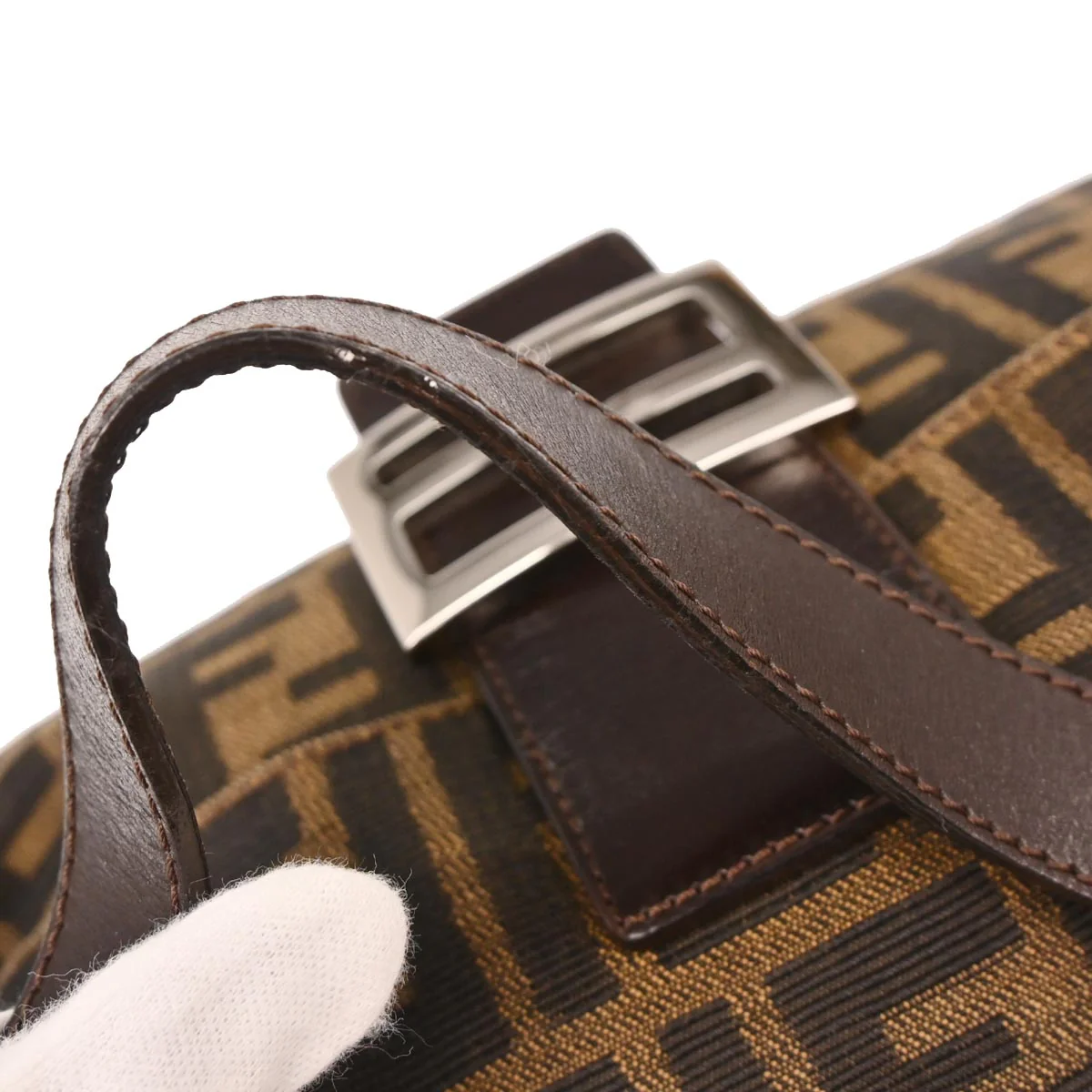 Fendi Brown Zucca Baguette Handbag - Image 4