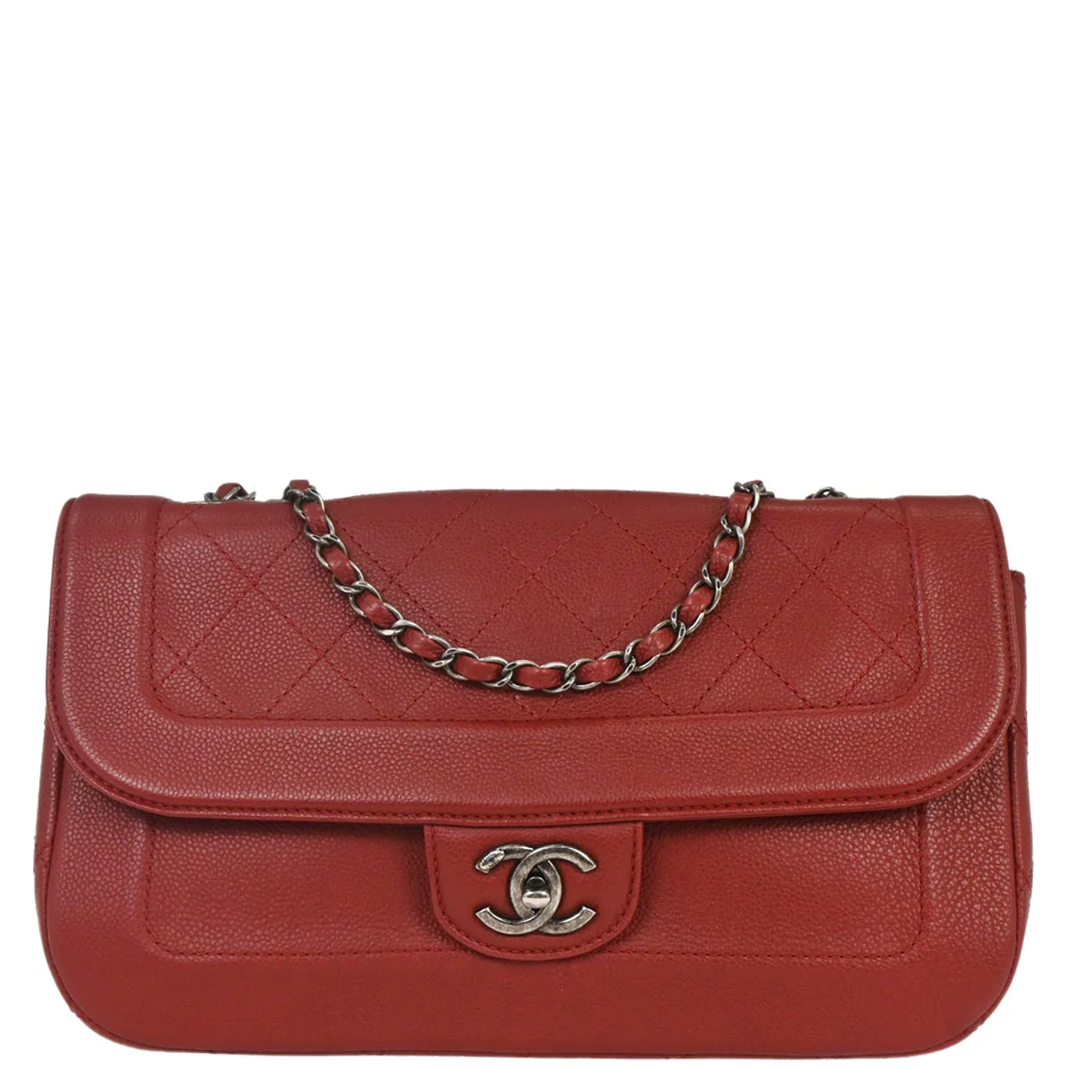 Chanel 2014-2015 Red Caviar Shoulder Bag