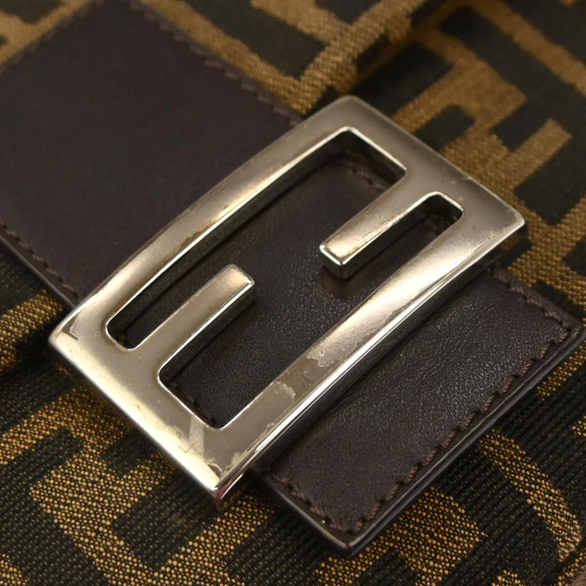 Fendi Brown Canvas Zucca Mamma Baguette Handbag - Image 6