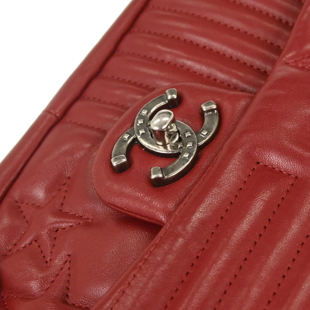 Chanel 2014-2015 Red Lambskin Paris Dallas Stars and Stripes Flap Bag Shoulder Bag - Image 6