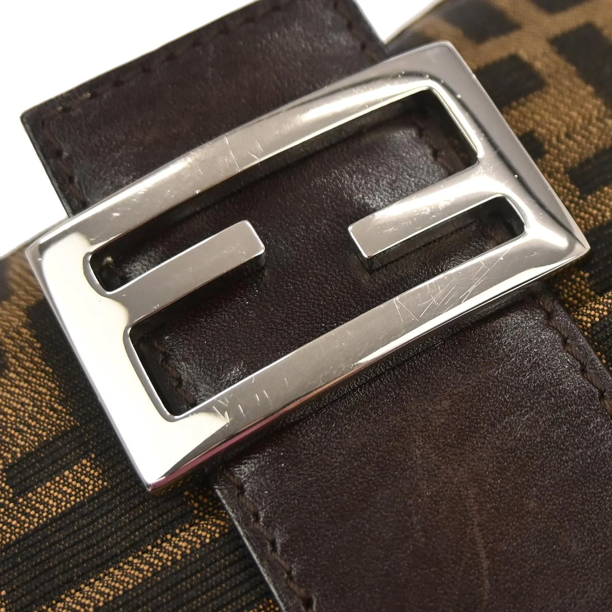 Fendi Brown Zucca Baguette Handbag - Image 4