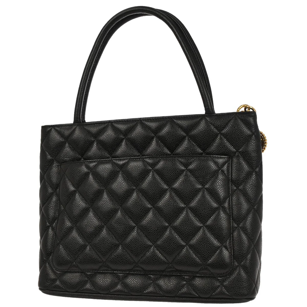Chanel 2002-2003 Black Caviar Skin Medallion Tote Handbag - Image 2