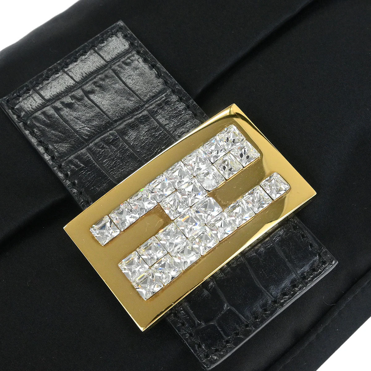 Fendi * Black Satin Baguette Handbag - Image 3