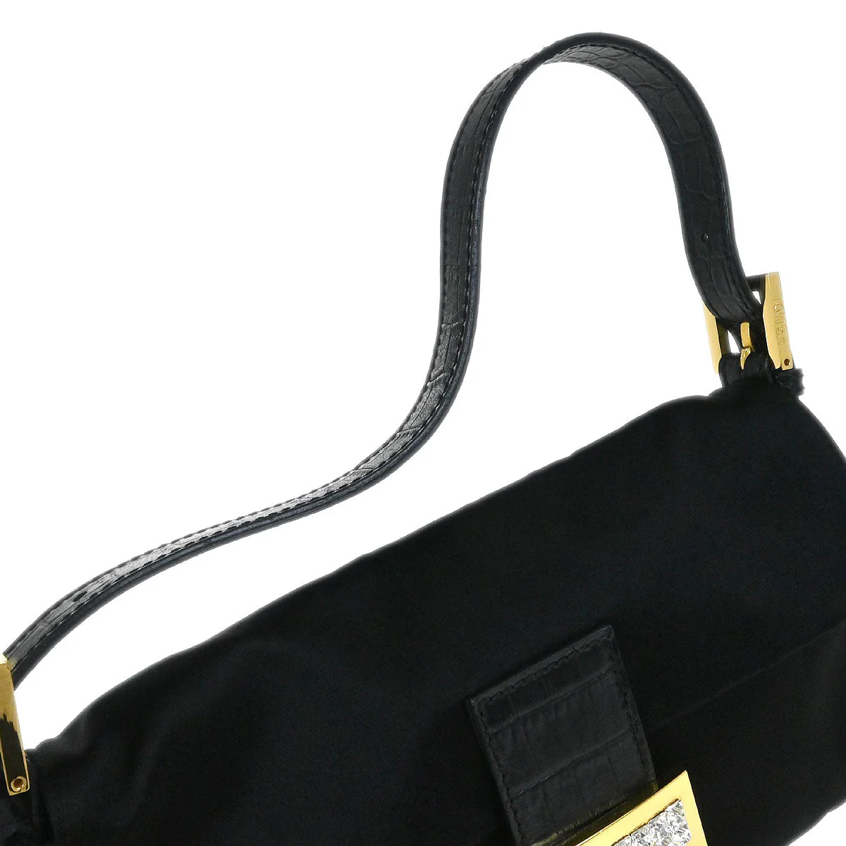Fendi * Black Satin Baguette Handbag - Image 4